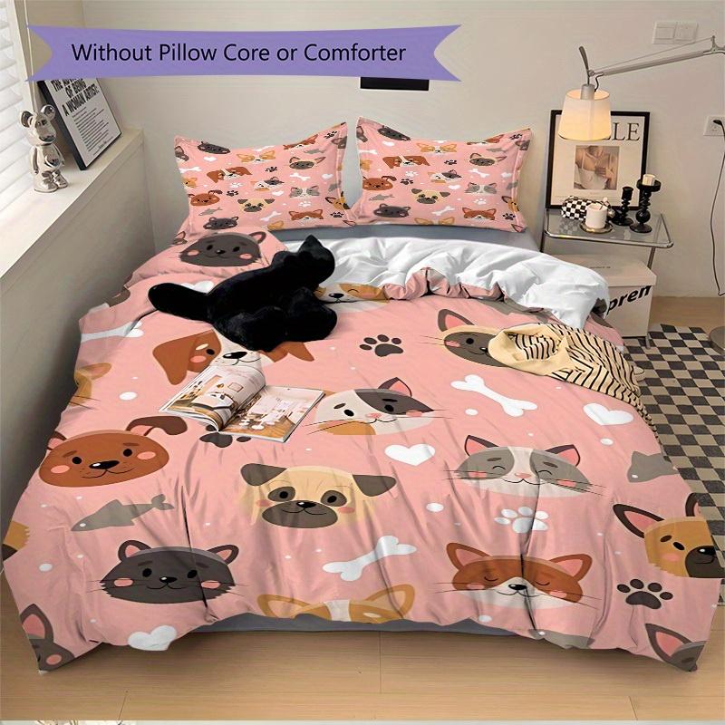 3pcs Cute Animals Bedding Set, Suitable for Bedroom Decoration, (Includes 1 Duvet Cover And 2 Pillowcases, Quilt Not Included) yy250822153