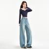 Blue Retro High Waist Wide-leg Jeans for Women In Spring Loose Lazy Relaxed Pants for Women Wide-leg Trousers for Women In Spring