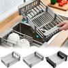 Kitchen Rack Sink Retractable Basket For Washing Food And Vegetables,Home Use Dish Drying Rack