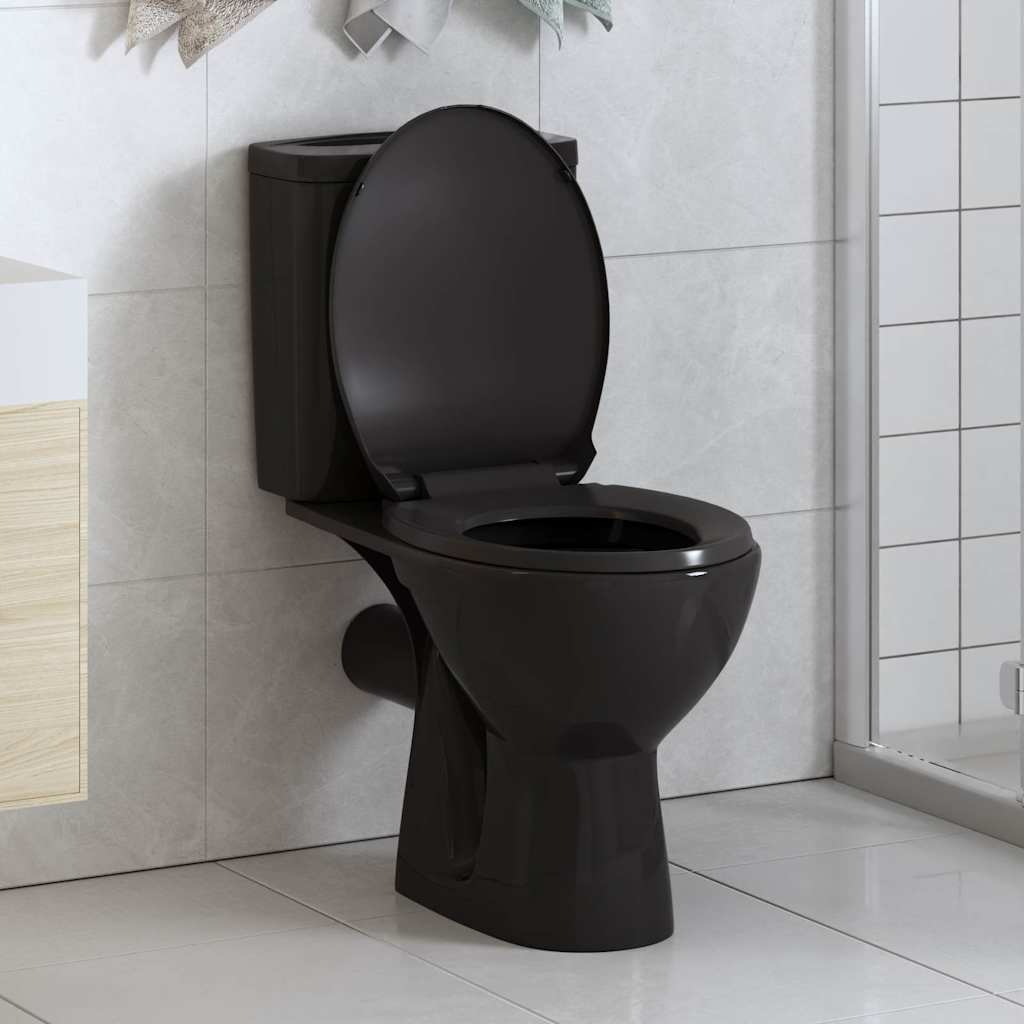 Toilet Seat with Soft Close Mechanism and Quick Release Function Black