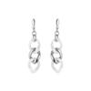 Earrings - LOVA - Pendants - 3 Curb Links - White Ceramic - Push System