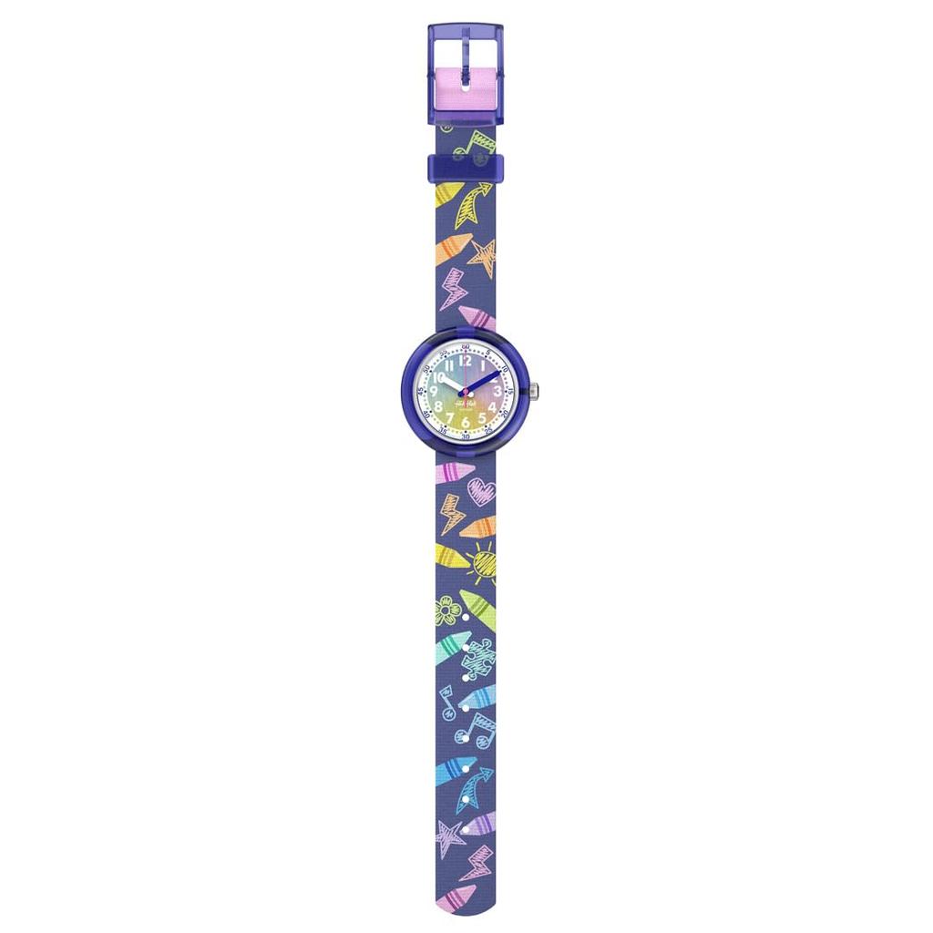 Swatch Flik Flak Rainbow Crayons FPNP173 Purple Watch Girls'