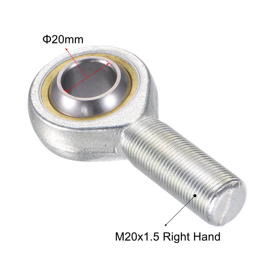 Uxcell SA20TK POSA20 Шарнирный подшипник, M20 x 1,5, Наружная резьба, Левая резьба, Отверстие 20 мм, Шарнирный подшипник рулевой тяги, Самосмазывающийся, для оборудования и