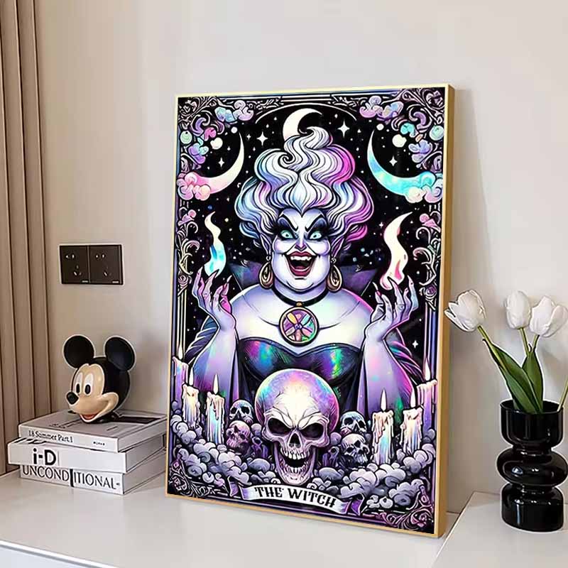 Disney 5D DIY Diamond Painting Ursula Dark Neon Tarot Style Illustration Full Round Diamond Mosaic Cartoon Dog Embroidery Art Painting Home Decor