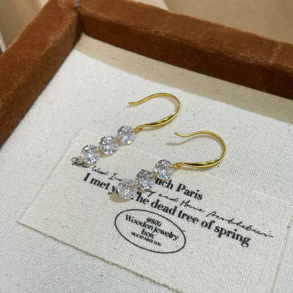 Серьги-подвески из стерлингового серебра 925 пробы, Позолоченные 18K круглые серьги-подвески с кубическим цирконием, Гипоаллергенные ювелирные изделия из серебра S925, Подарок для женщин