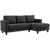 Corner Sofa, L-shaped 3-seater Sofa with Chaise Longue, Wood Construction, 8 Legs, Corduroy Fabric, Foam Upholstery, Grey
