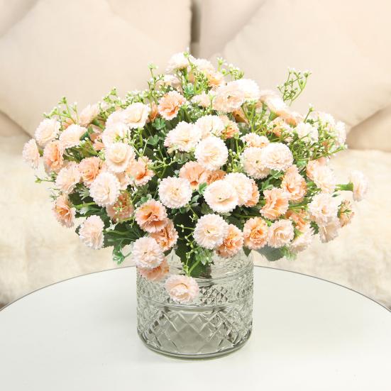 Искусственная гвоздика 20 головок, реалистичные искусственные шелковые цветы, свадебная вечеринка, домашний офис, центральный элемент стола, искусственные цветочные растения, украшение ветки