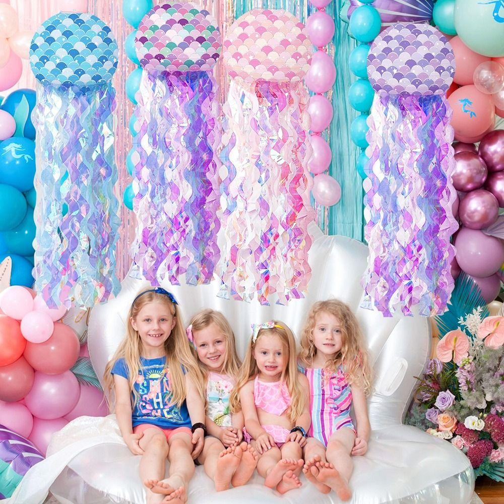 Ocean Theme Jellyfish Paper Ball Paper Hanging Lantern Cartoon Mermaid Paper Lanterns Baby Shower