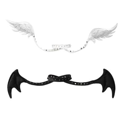 Стильное ожерелье-чокер с крыльями ангела и дьявола, символизирующее двойную личность для модных людей, повседневная одежда
