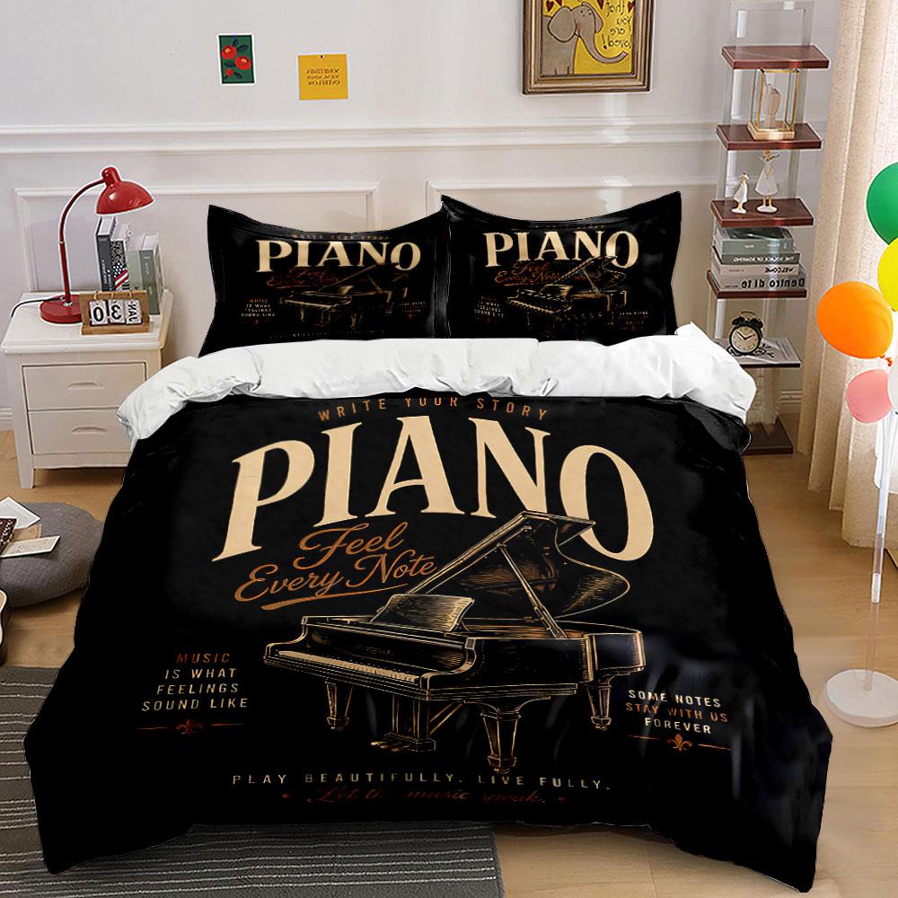 Piano Feel Every Note Design Bedding Duvet Cover Set Duvet Cover Pillowcases (1*Duvet Cover 2*Pillowcases, without duvet insert)