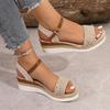 Direct Sales Summer New Thick Sole Heightening Simple and Comfortable Daily Casual Slope Heel Roman Sandals Women