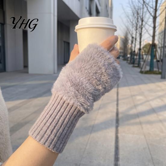 Winter Warm Fleece Lined Mittens 1 Pair Fingerless Gloves, Half Finger Mittens, Ladies Gloves Soft Fuzzy Thermal for Driving Writing Typing Flip Top