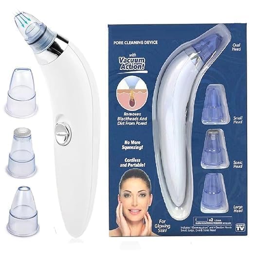 BRIGHTZONE 4-in-1 Blackhead Remover Vacuum - Electric Pore Cleaner with Adjustable Suction & Interchangeable Heads - Facial Device for Men & Wome