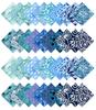 Aaian Batik Print Precut 5-inch Cotton Fabric Quilting Squares Charm Pack DIY Patchwork Sewing Craft- Sea Green &