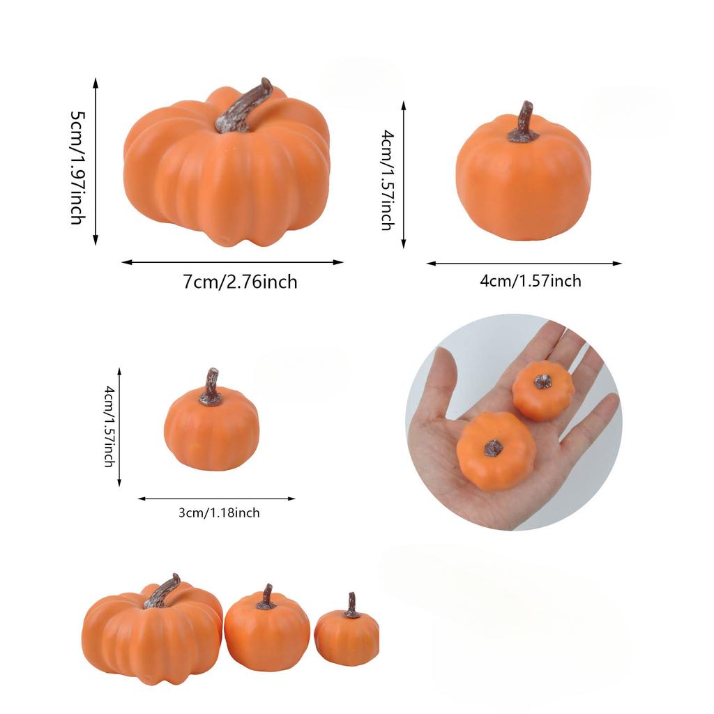 6pcs Halloween Artificial Pumpkins Home Fireplace Window Courtyard Ornament for Halloween Thanksgiving Autumn Harvest Decoration