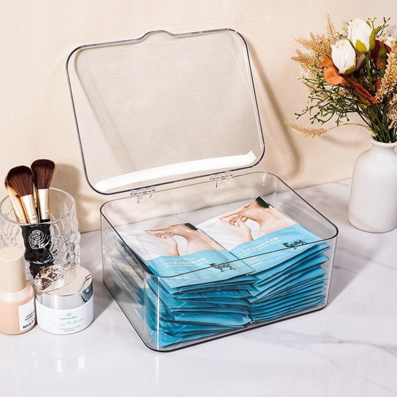 Clear Plastic Storage Box Multi-Purpose Desktop Organizer For Home Office Makeup Jewelry Bathroom