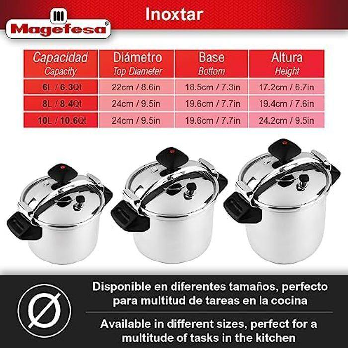 Olla a presión Tradicional - MAGEFESA - INOXTAR 8L - Acier inoxydable - Noir - 8 litres