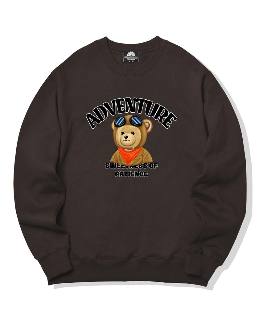 TRIPSHION Pilot Bear Graphic Crew Neck - Brown