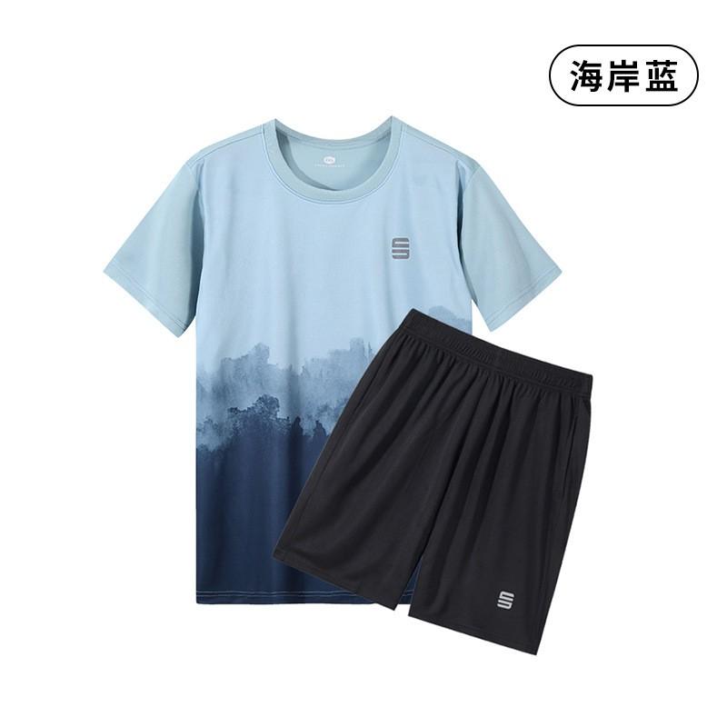 Mens Quick-Dry Sport Set Short Sleeve T-Shirt Shorts Running Training Casual Wear