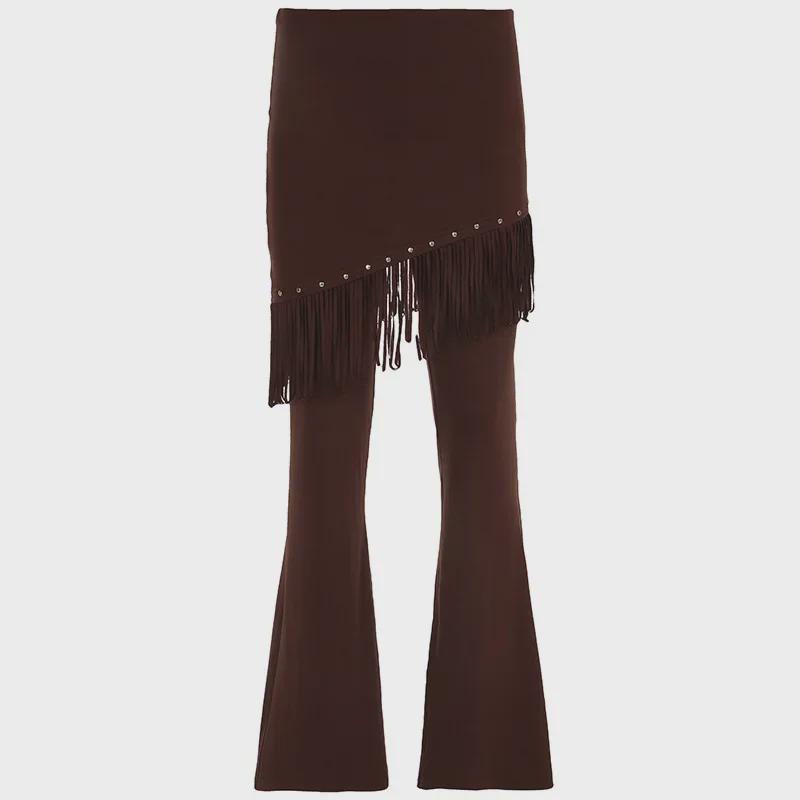 «Брюки для танцев в стиле вестерн с заклепками, расклешенные, облегающие бедра, с заниженной талией»