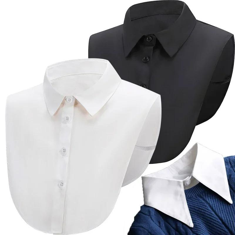 Женская хлопковая рубашка с искусственным воротником, съемные черные белые воротники, модная однотонная блузка с искусственным воротником, унисекс, аксессуары для одежды