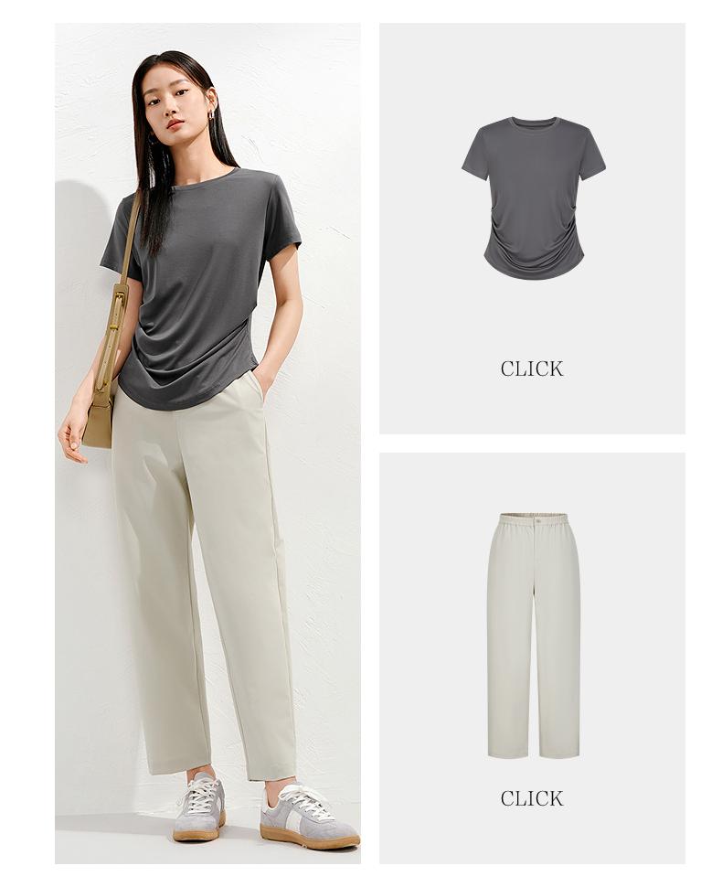 Jiuzi Anna Kou Japanese Style Minimalist Commuting Casual Tapered Pants