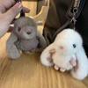 Cute Fluffy Rabbit Keychain Ring Plush Pompon Bunny Bag Pendant