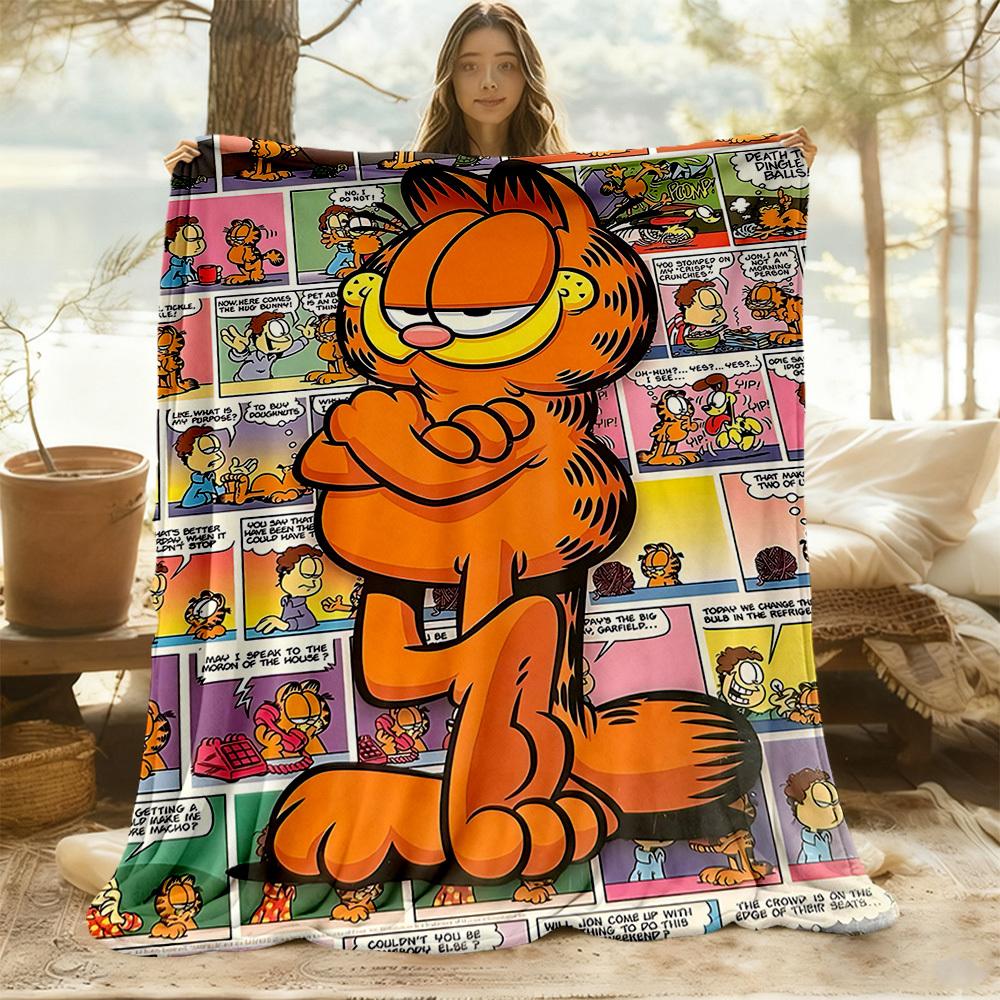 1pc Garfield Outdoor Blanket Lightweight Flannel, Soft & Warm, All-Season Use for Sofa, Outdoor, Camping, Living Room, Office075