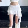 Women's Lace Mini Skirt White Irregular Slim Fit Short Skirts Y2K Vintage Style Fashion Clothing Summer All Match