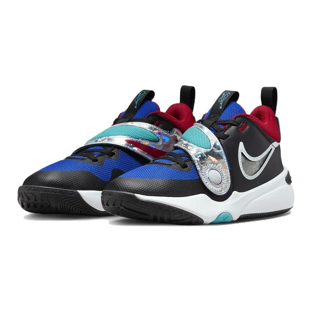 Nike Team Hustle D 11 Амортизация Дышащие Низкие Детские Баскетбольные Кроссовки Черно-Синие FJ1390-001