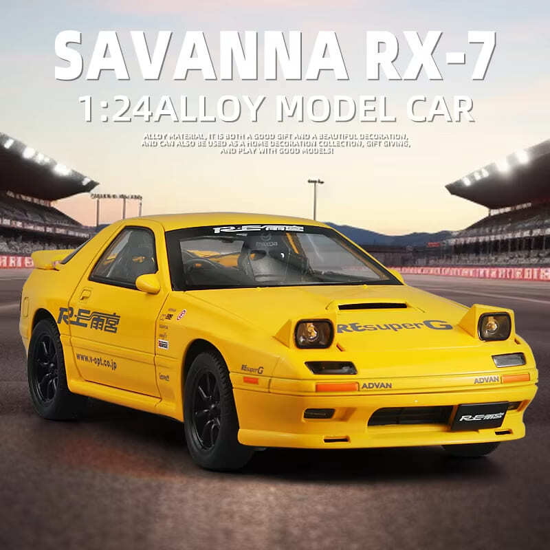 1:24 Mazda RX7 RX-7 Супер Спортивный Автомобиль Звук и Свет Инерционный Механизм Коллекция Украшения Моделирование Литая Модель Машины Литье Детская Игрушка Подарок Мальчику