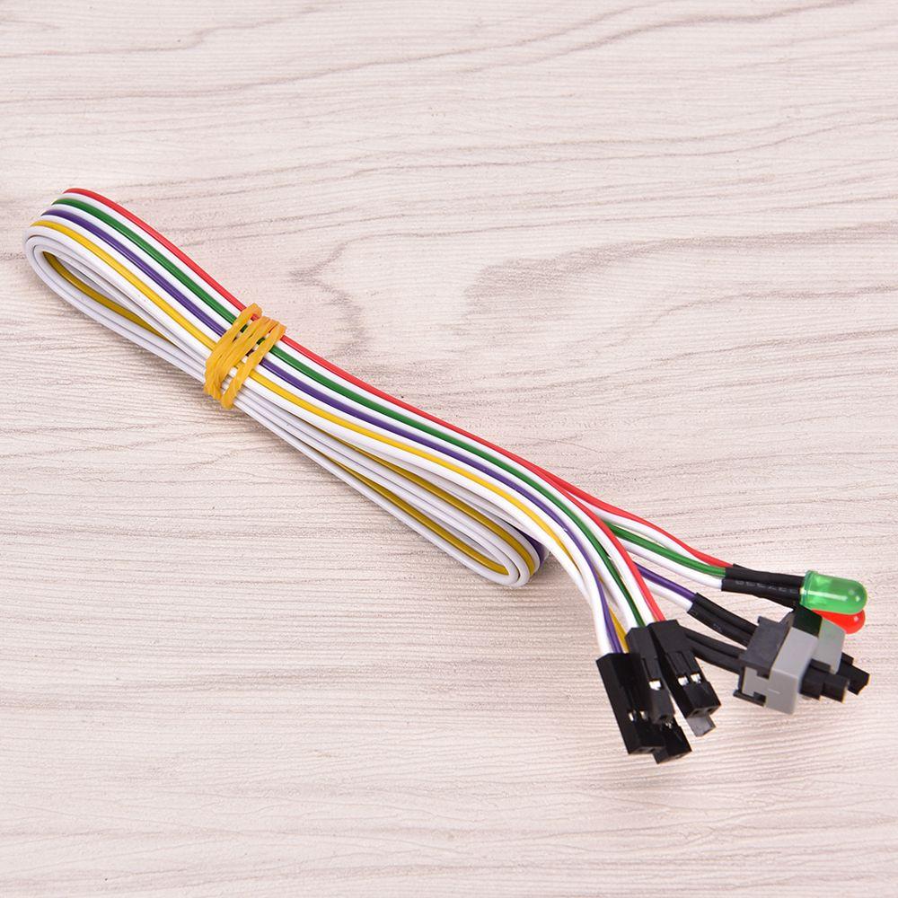 Reset Power Cord Push Button Switch PC Power Reset Switch with LED Light Motherboard Power Cable