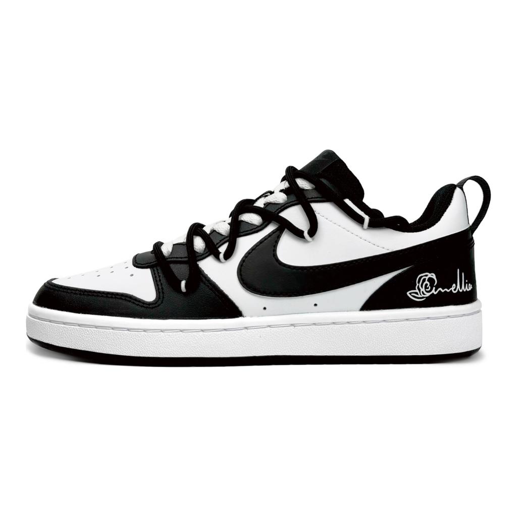 Nike Кроссовки Court Borough Low top для скейтбординга, детские, черные с белым, BQ5448-115(Команда87-)