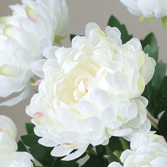 2 Pcs Artificial Chrysanthemum Stems Realistic Fake Chrysanthemum Faux Flower with Flexible Stem for Floral Arrangement Table Centerpiece