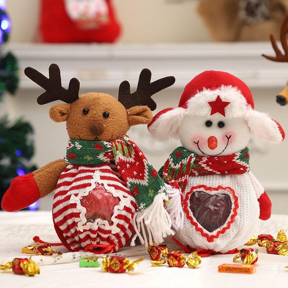 Сумка-тоут для конфет Санта-Клауса, тканевая сумка для конфет, милая рождественская подарочная сумка для дома