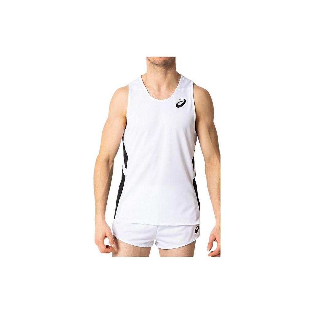 Asics Logo Print Striped Detail Pullover Running Tank Top Men Tank Tops White 2091A124-100