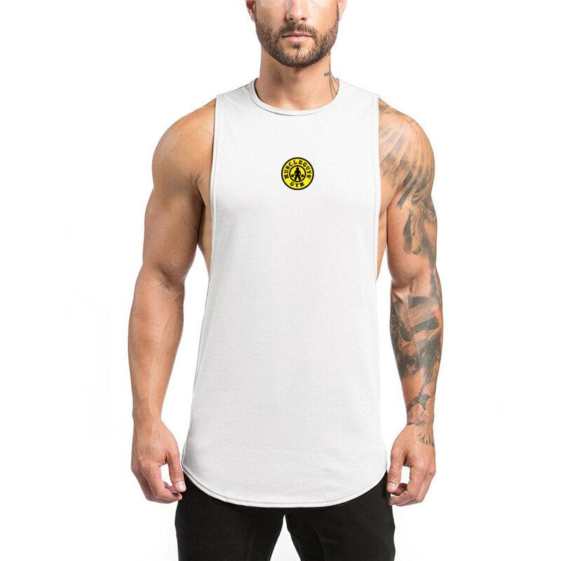 Muscleguys Майка для тренировок Мужская одежда для бодибилдинга Майки для тренировок для мышц Хлопковая майка с круглым вырезом без рукавов для мужчин
