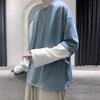 Мужские осенние топы с имитацией двойки, цветовые блоки, пуловер, контрастные цвета, круглый вырез, свободный, молодежный стиль, повседневный, с круглым вырезом, весенние топы, мужская одежда