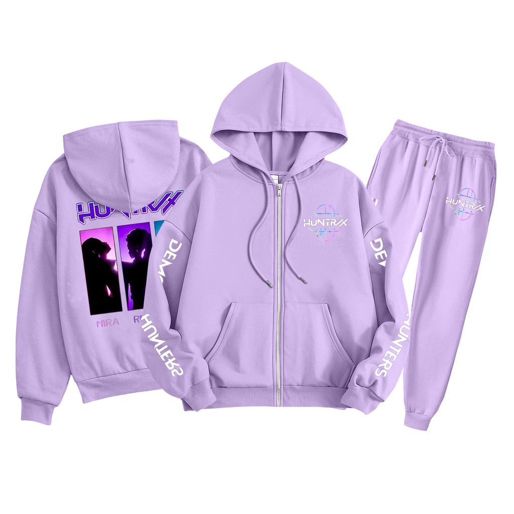 Детская мода Толстовка с капюшоном на молнии с длинными рукавами и спортивные штаны Однотонный комплект толстовки с карманами