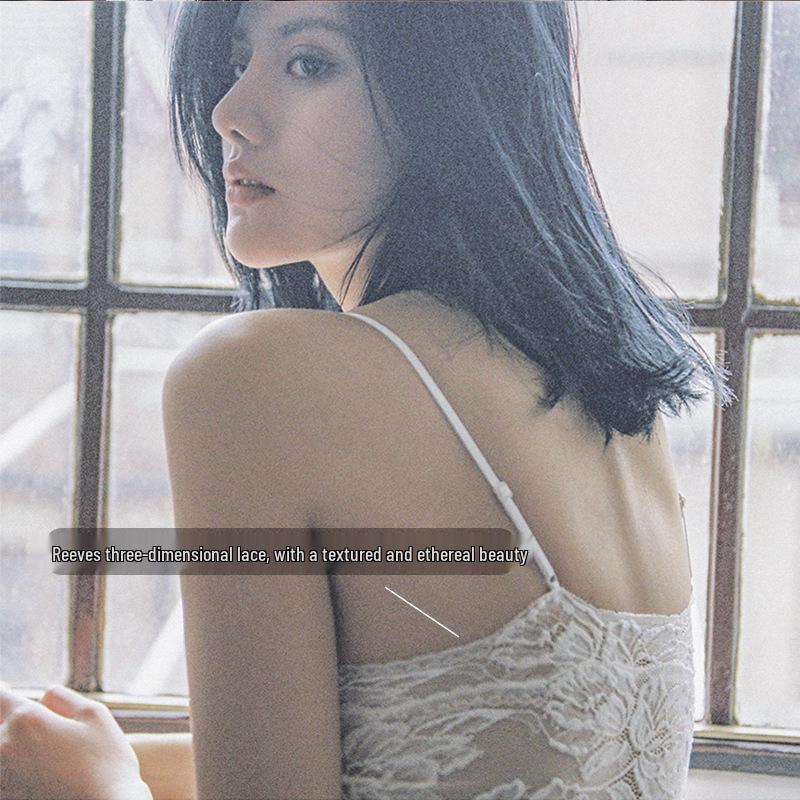 Кружевной бесшовный французский комплект бюстгальтера-топа с треугольными чашками с подкладкой