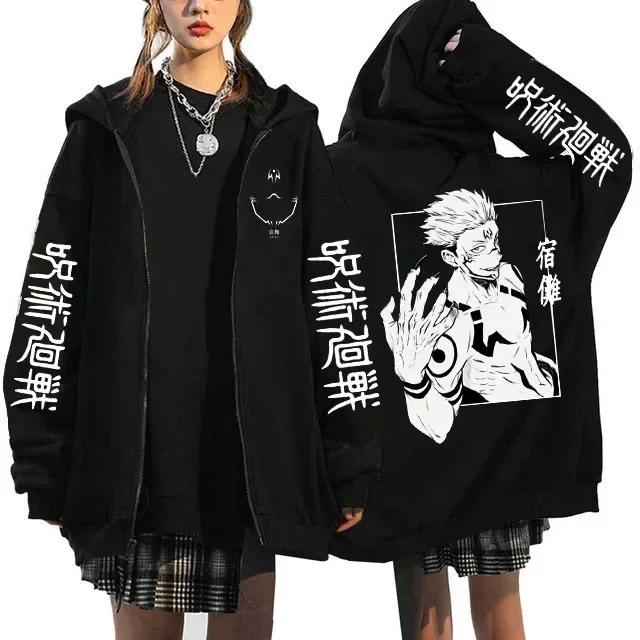 Толстовки на молнии Jujutsu Kaisen Годжо Сатору Готические куртки на молнии Японское аниме Свитшоты Y2K Юдзи Итадори Харадзюку Уличная одежда