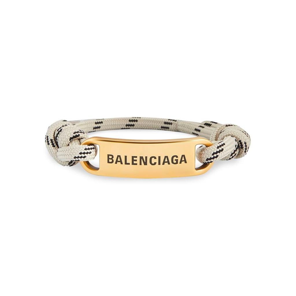 Balenciaga Браслет из полиэстера, латуни и хлопка с декором в виде логотипа, мужские браслеты, бежевый 656418TVX4G7037