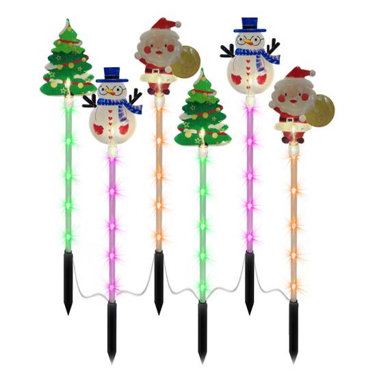 Солнечные Рождественские Колышки Огни Санта Декор для Газона для Двора Водонепроницаемые Наружные Праздничные Огни для Дорожки Простая Установка Садовое Настенное Трещинное Освещение