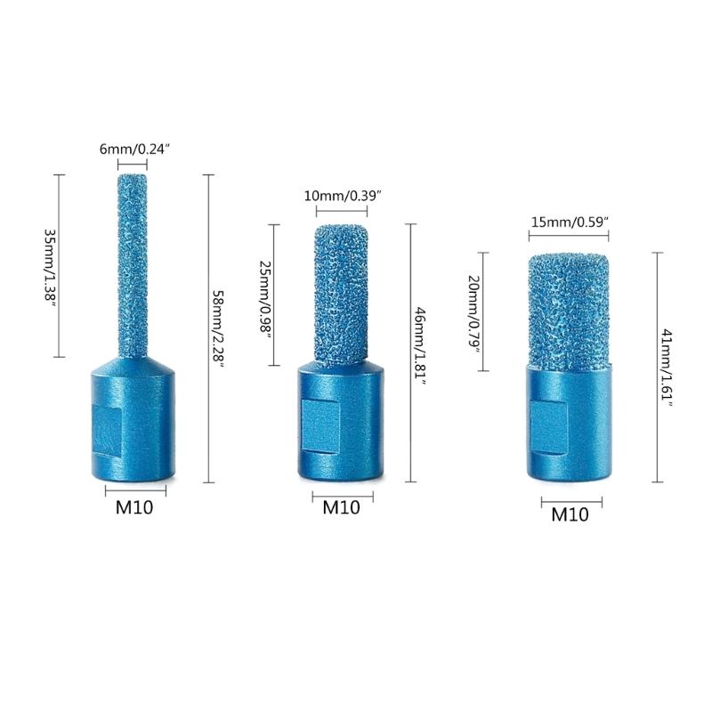 Упаковка из 3 шт. 100 прочных насадок для угловой шлифовальной машины для столешниц из мрамора, гранита и кварца диаметром 6/10/15 мм
