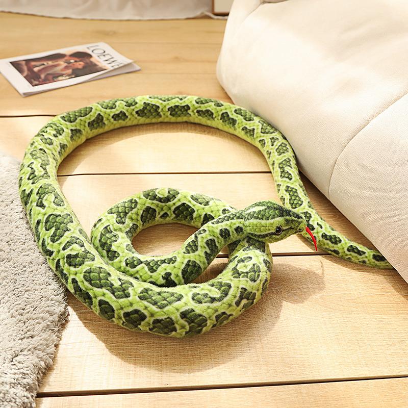 Simulation Snake Plush Toy Lifelike Giant Piebald Stuffed Long Brown Yellow Green Snakes Creative Decor Gift for Children