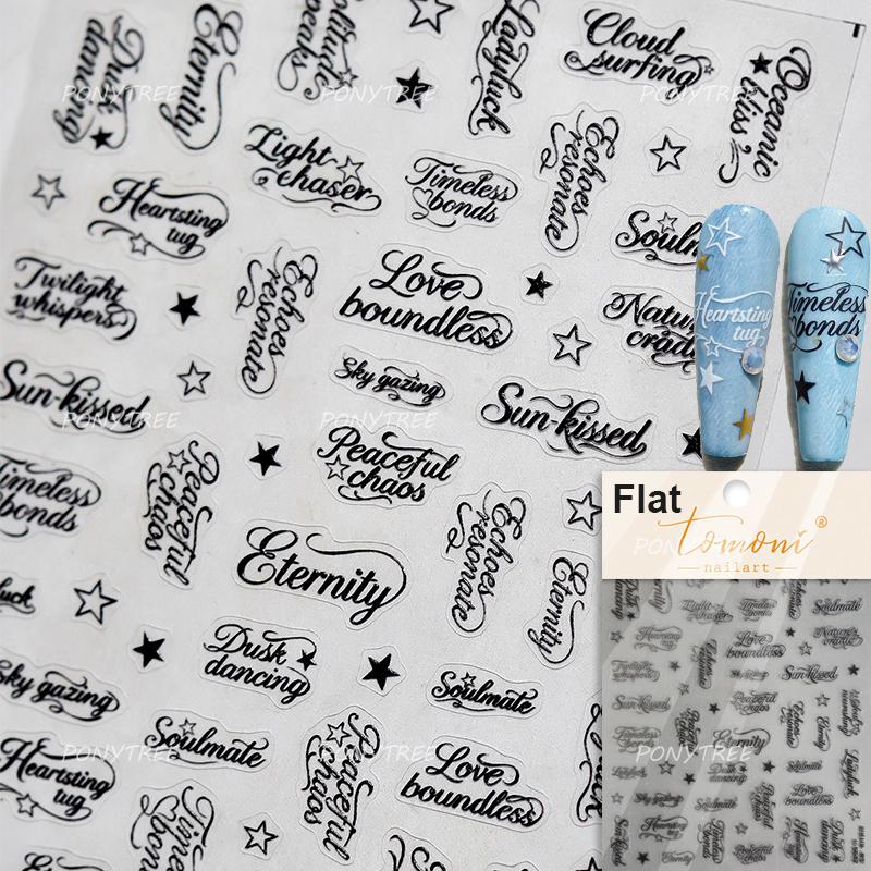 English Calligraphy Words Aesthetics Uniqueness Hollowed-out Pentagram Text Roman Alphabet Adhesive Nail Sticker Manicure Decals