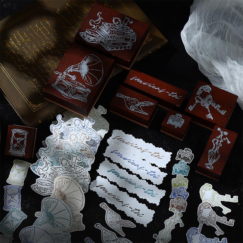 Journal GO Vintge Wood Stamp Creative Antique Retro Wood Standard Seal for Journaling Planner Scrapbooking Decoration Stamps