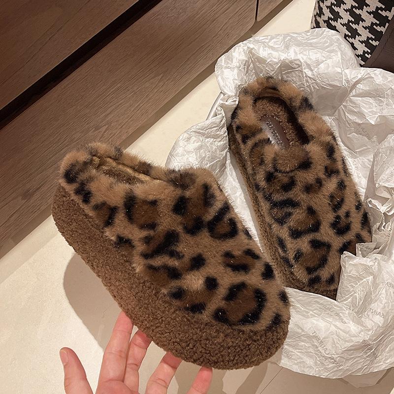 Retro Lamb Wool Plush Slippers Female Autumn and Winter New Bag Head Drag Fairy Lazy Cotton Drag a Pedal
