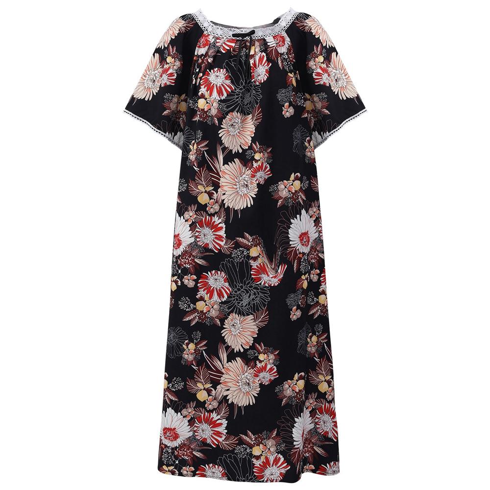 Ночная рубашка больших размеров, женская пижама, ночная рубашка, хлопковое нижнее белье с короткими рукавами, ночная рубашка с принтом, домашняя одежда, халат