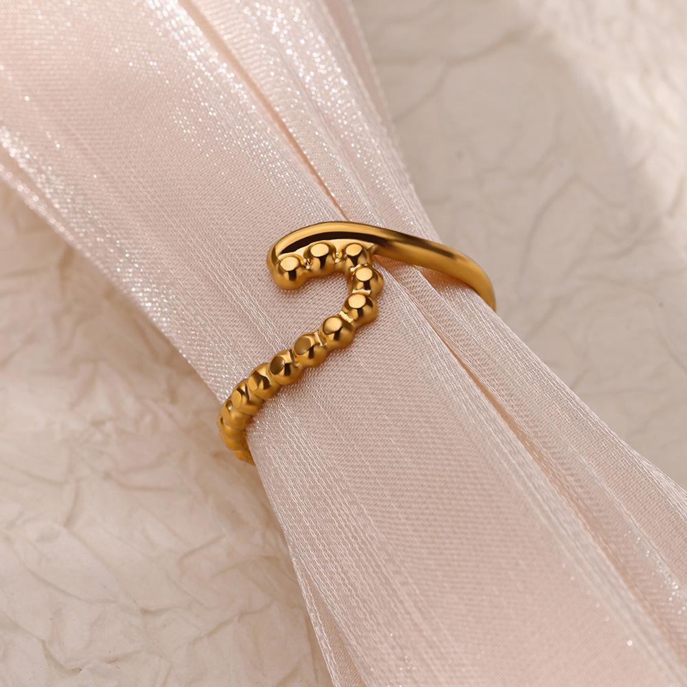 Stainless Steel Wave Rings for Women Gold Color Geometric Heart Rose Flower Wedding Ring Aesthetic Fashion Waterproof Jewelry
